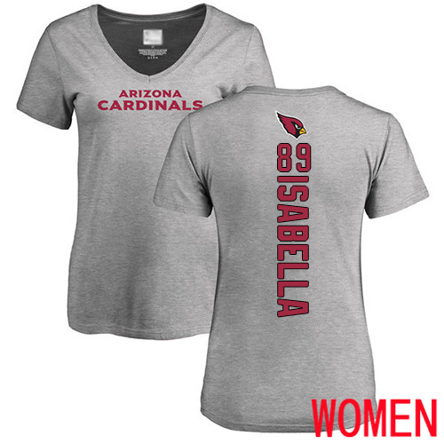 Arizona Cardinals Ash Women Andy Isabella Backer V-Neck NFL Football #89 T Shirt